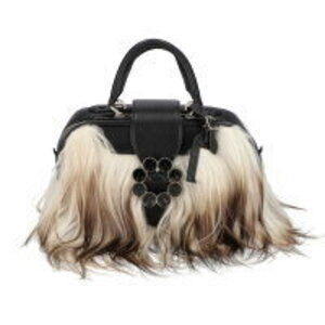 Louis Vuitton Limited Edition Transsiberian handbag white black fur black